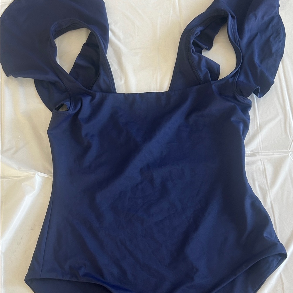 Hill House Navy Ruffle-Strap One-Piece Swimsuit